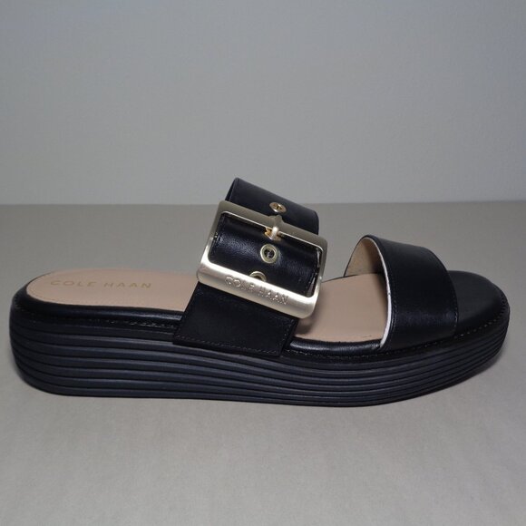 Cole Haan Size 8 M ORIGINALGRAND PLATFORM SLIDES Black Sandals New Women's Shoes - Picture 2 of 16